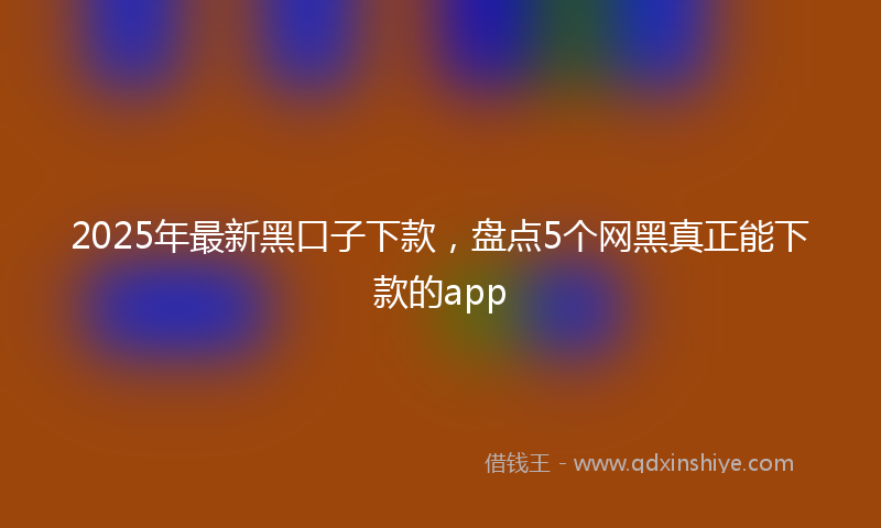 2025年最新黑口子下款，盘点5个网黑真正能下款的app