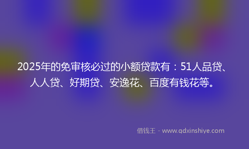 2025年的免审核必过的小额贷款有：51人品贷、人人贷、好期贷、安逸花、百度有钱花等。