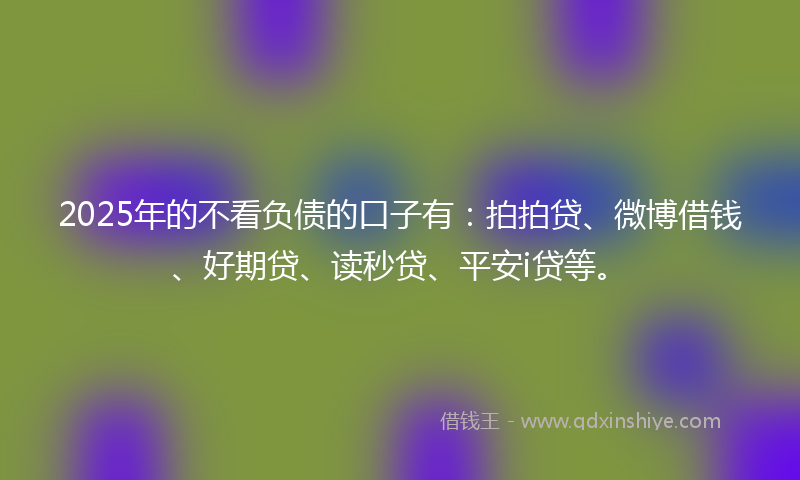 2025年的不看负债的口子有：拍拍贷、微博借钱、好期贷、读秒贷、平安i贷等。