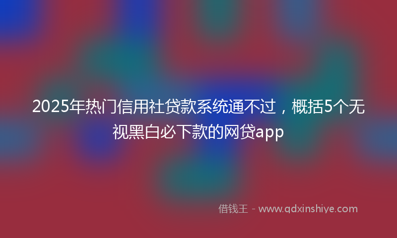 2025年热门信用社贷款系统通不过，概括5个无视黑白必下款的网贷app
