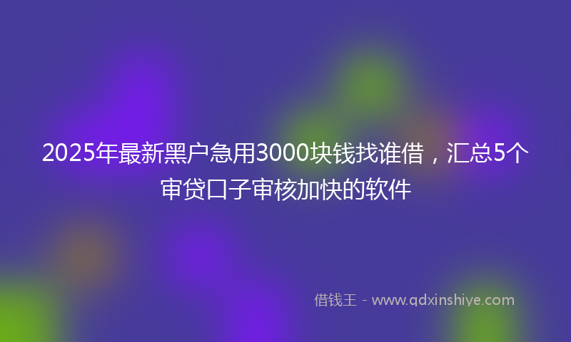2025年最新黑户急用3000块钱找谁借，汇总5个审贷口子审核加快的软件