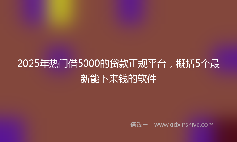 2025年热门借5000的贷款正规平台，概括5个最新能下来钱的软件