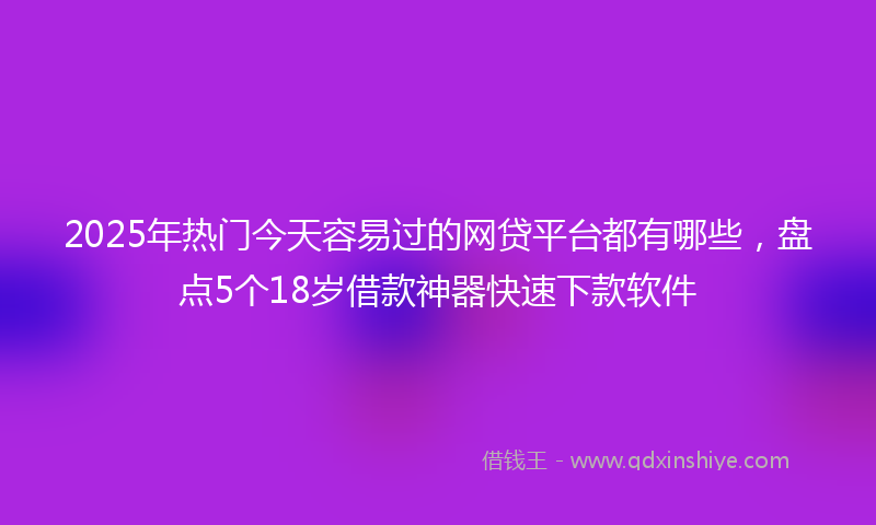 2025年热门今天容易过的网贷平台都有哪些，盘点5个18岁借款神器快速下款软件