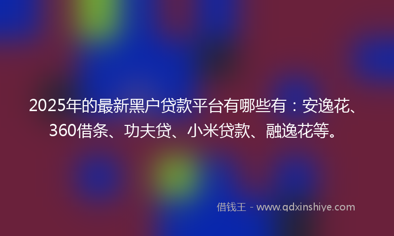 2025年的最新黑户贷款平台有哪些有：安逸花、360借条、功夫贷、小米贷款、融逸花等。
