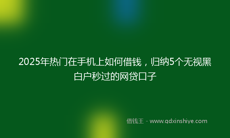 2025年热门在手机上如何借钱，归纳5个无视黑白户秒过的网贷口子