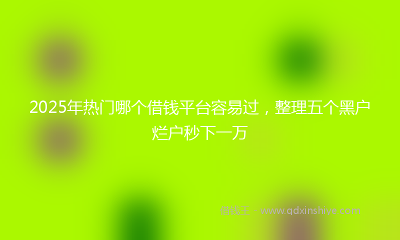 2025年热门哪个借钱平台容易过，整理五个黑户烂户秒下一万