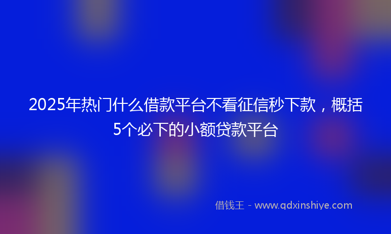 2025年热门什么借款平台不看征信秒下款，概括5个必下的小额贷款平台