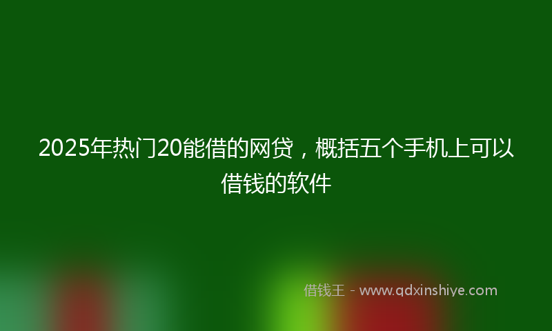 2025年热门20能借的网贷，概括五个手机上可以借钱的软件