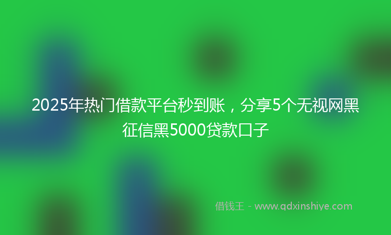 2025年热门借款平台秒到账，分享5个无视网黑征信黑5000贷款口子