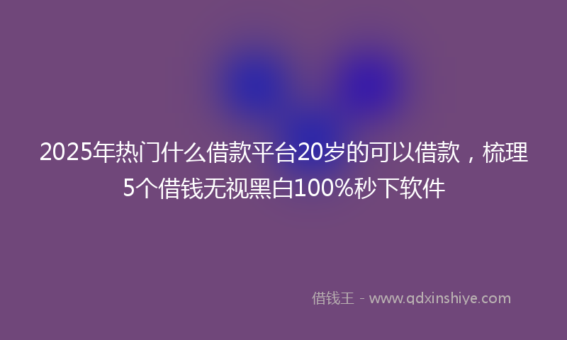 2025年热门什么借款平台20岁的可以借款，梳理5个借钱无视黑白100%秒下软件