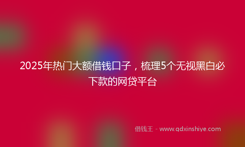 2025年热门大额借钱口子，梳理5个无视黑白必下款的网贷平台