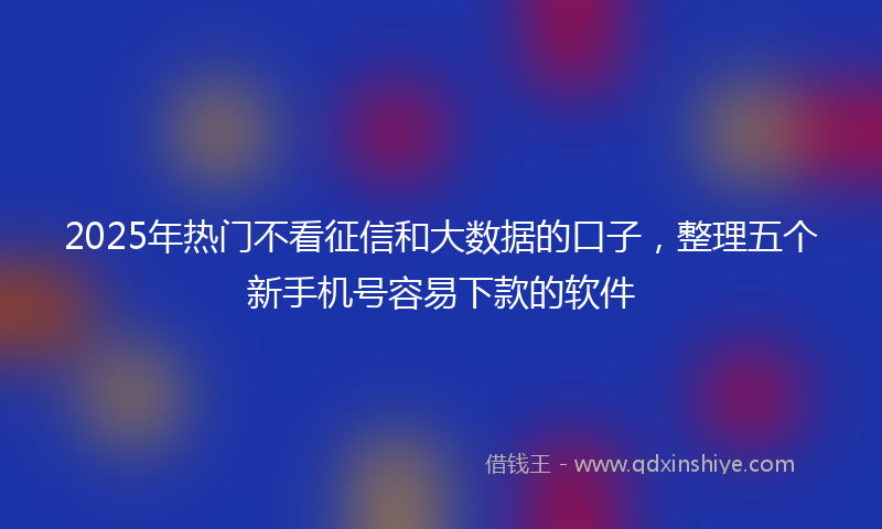 2025年热门不看征信和大数据的口子，整理五个新手机号容易下款的软件