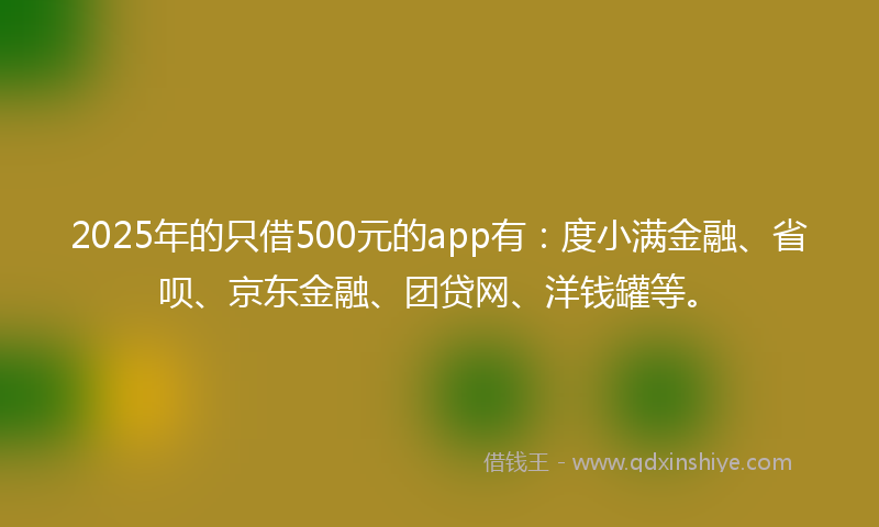 2025年的只借500元的app有：度小满金融、省呗、京东金融、团贷网、洋钱罐等。