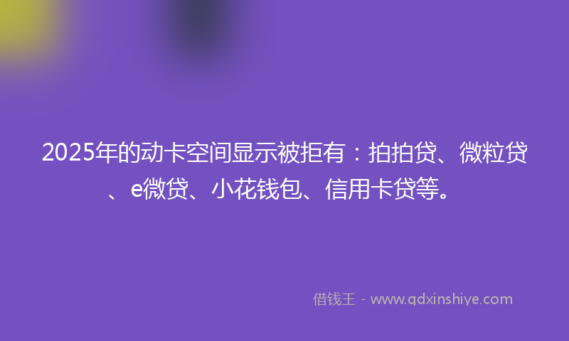 2025年的动卡空间显示被拒有：拍拍贷、微粒贷、e微贷、小花钱包、信用卡贷等。