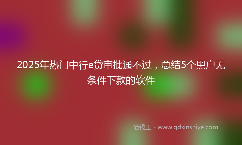2025年热门中行e贷审批通不过，总结5个黑户无条件下款的软件