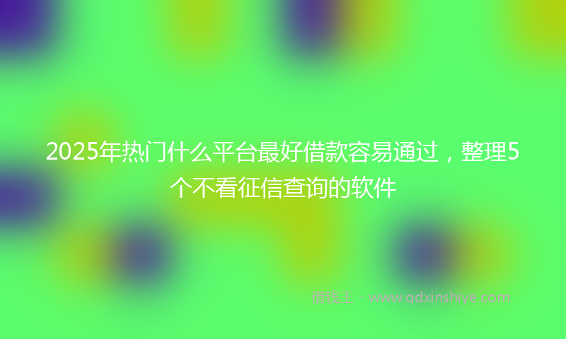 2025年热门什么平台最好借款容易通过，整理5个不看征信查询的软件