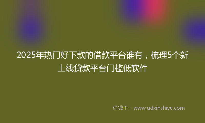 2025年热门好下款的借款平台谁有，梳理5个新上线贷款平台门槛低软件