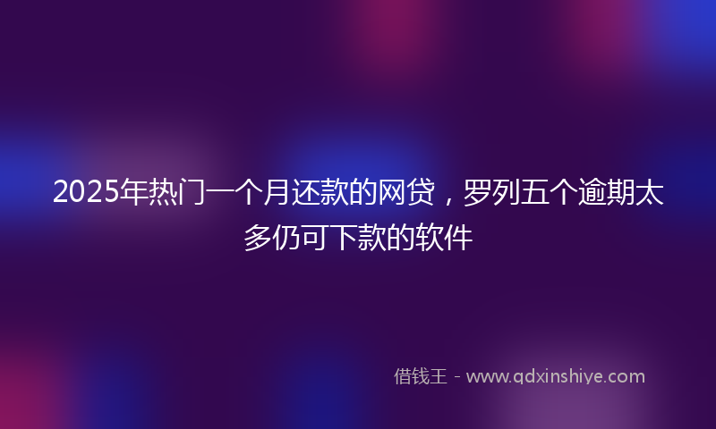 2025年热门一个月还款的网贷，罗列五个逾期太多仍可下款的软件