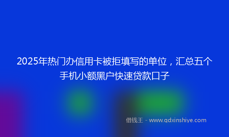 2025年热门办信用卡被拒填写的单位，汇总五个手机小额黑户快速贷款口子