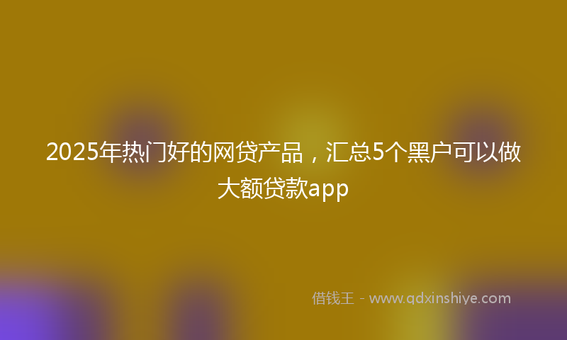 2025年热门好的网贷产品，汇总5个黑户可以做大额贷款app
