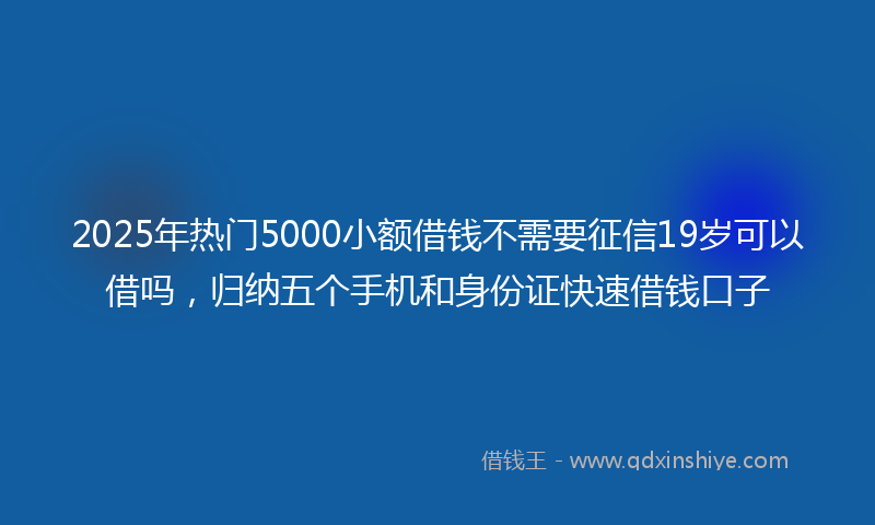 2025年热门5000小额借钱不需要征信19岁可以借吗，归纳五个手机和身份证快速借钱口子