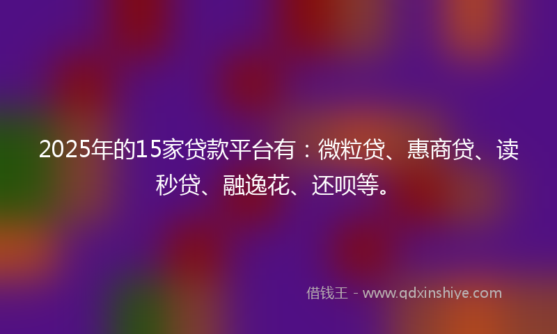 2025年的15家贷款平台有：微粒贷、惠商贷、读秒贷、融逸花、还呗等。