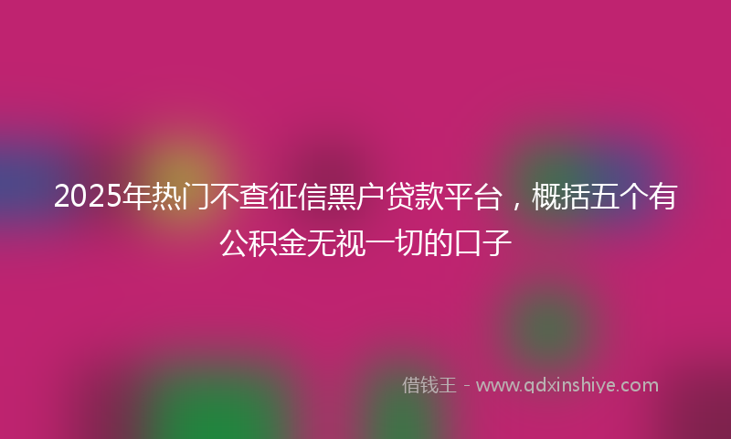 2025年热门不查征信黑户贷款平台，概括五个有公积金无视一切的口子