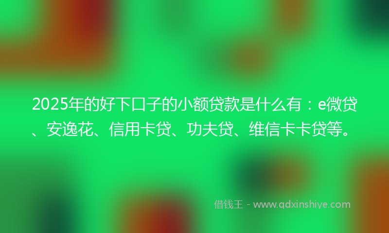 2025年的好下口子的小额贷款是什么有：e微贷、安逸花、信用卡贷、功夫贷、维信卡卡贷等。