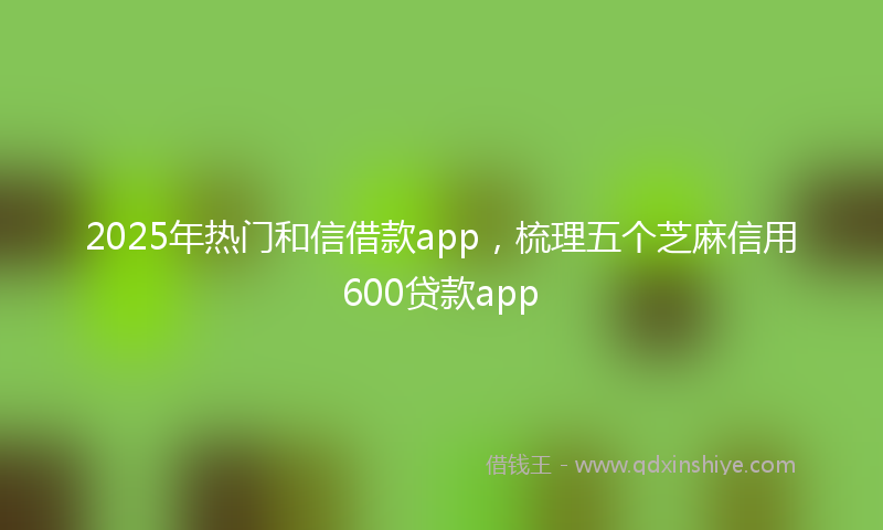 2025年热门和信借款app，梳理五个芝麻信用600贷款app