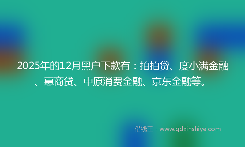 2025年的12月黑户下款有：拍拍贷、度小满金融、惠商贷、中原消费金融、京东金融等。