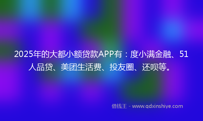 2025年的大都小额贷款APP有：度小满金融、51人品贷、美团生活费、投友圈、还呗等。