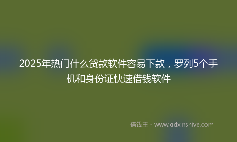 2025年热门什么贷款软件容易下款，罗列5个手机和身份证快速借钱软件