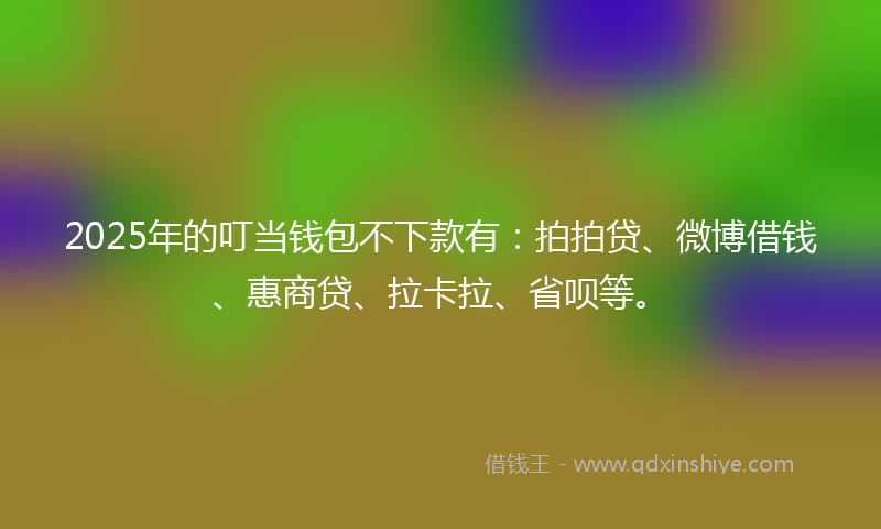 2025年的叮当钱包不下款有：拍拍贷、微博借钱、惠商贷、拉卡拉、省呗等。