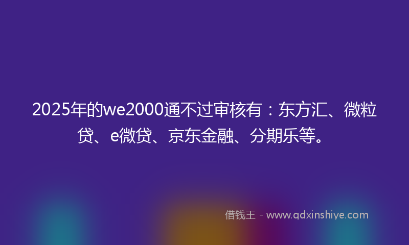 2025年的we2000通不过审核有：东方汇、微粒贷、e微贷、京东金融、分期乐等。