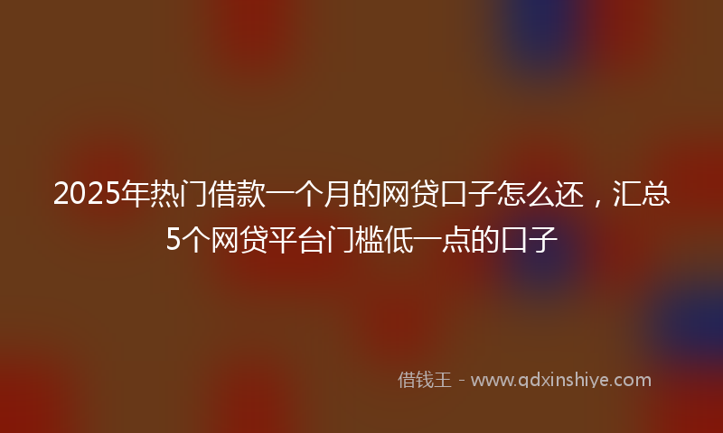 2025年热门借款一个月的网贷口子怎么还，汇总5个网贷平台门槛低一点的口子