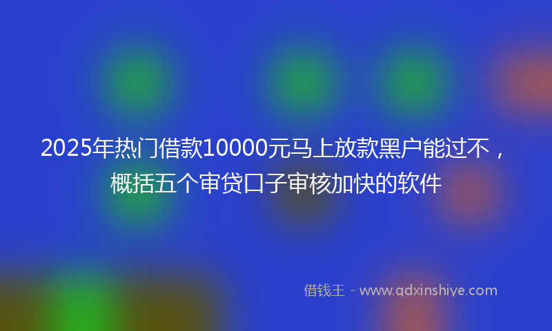 2025年热门借款10000元马上放款黑户能过不，概括五个审贷口子审核加快的软件