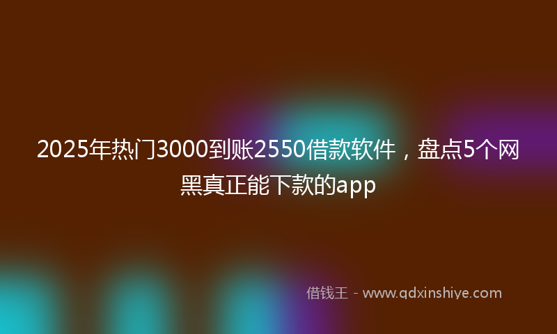 2025年热门3000到账2550借款软件，盘点5个网黑真正能下款的app