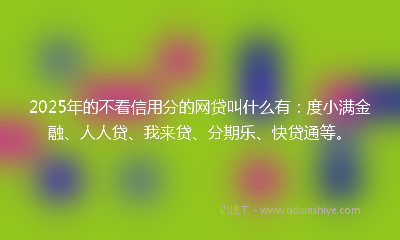 2025年的不看信用分的网贷叫什么有：度小满金融、人人贷、我来贷、分期乐、快贷通等。