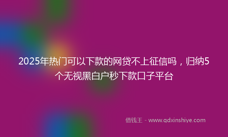 2025年热门可以下款的网贷不上征信吗，归纳5个无视黑白户秒下款口子平台