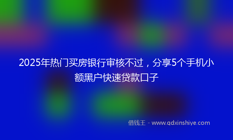 2025年热门买房银行审核不过，分享5个手机小额黑户快速贷款口子
