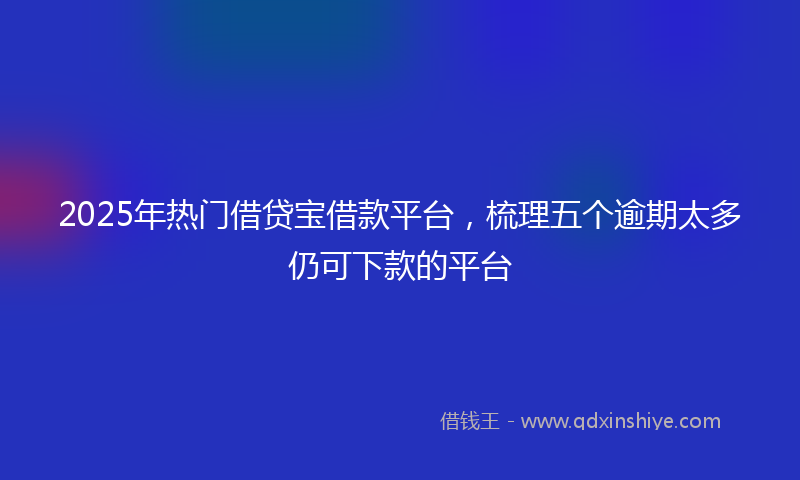 2025年热门借贷宝借款平台，梳理五个逾期太多仍可下款的平台
