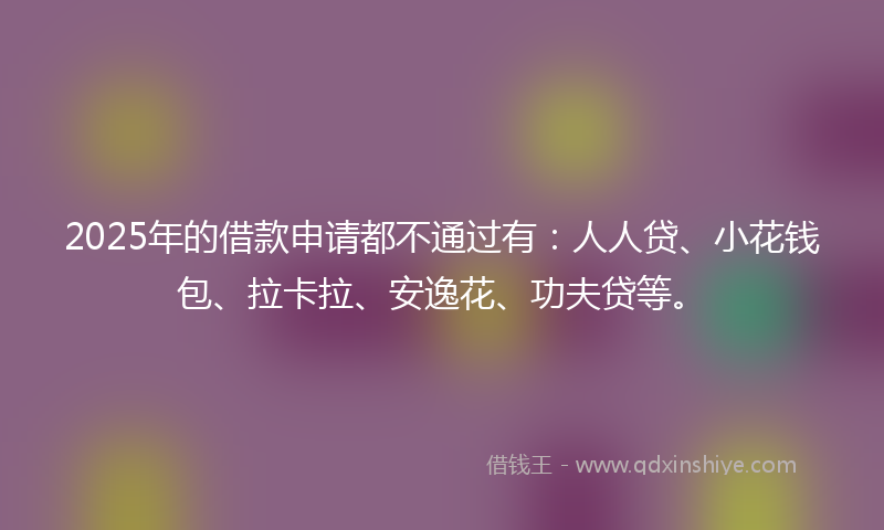 2025年的借款申请都不通过有：人人贷、小花钱包、拉卡拉、安逸花、功夫贷等。