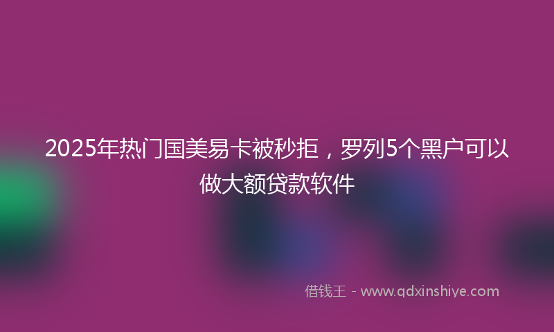2025年热门国美易卡被秒拒，罗列5个黑户可以做大额贷款软件