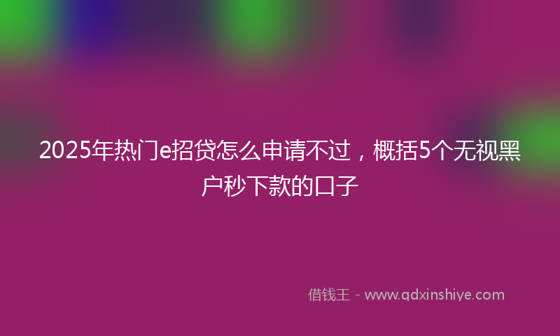 2025年热门e招贷怎么申请不过，概括5个无视黑户秒下款的口子