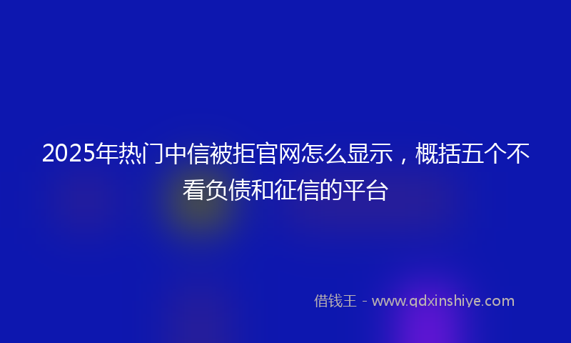 2025年热门中信被拒官网怎么显示，概括五个不看负债和征信的平台