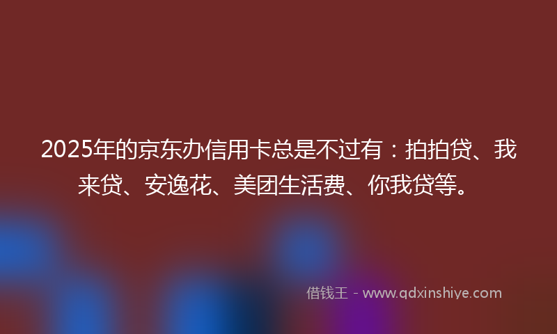 2025年的京东办信用卡总是不过有：拍拍贷、我来贷、安逸花、美团生活费、你我贷等。
