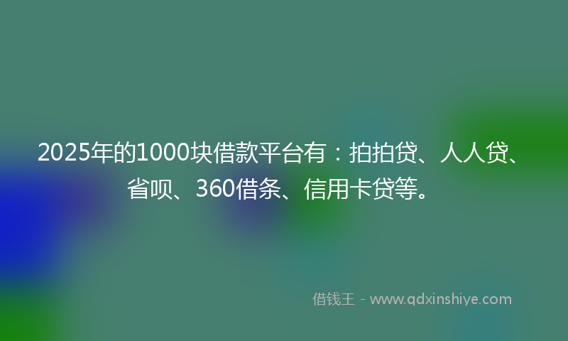 2025年的1000块借款平台有：拍拍贷、人人贷、省呗、360借条、信用卡贷等。