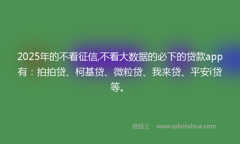 2025年的不看征信,不看大数据的必下的贷款app有：拍拍贷、柯基贷、微粒贷、我来贷、平安i贷等。