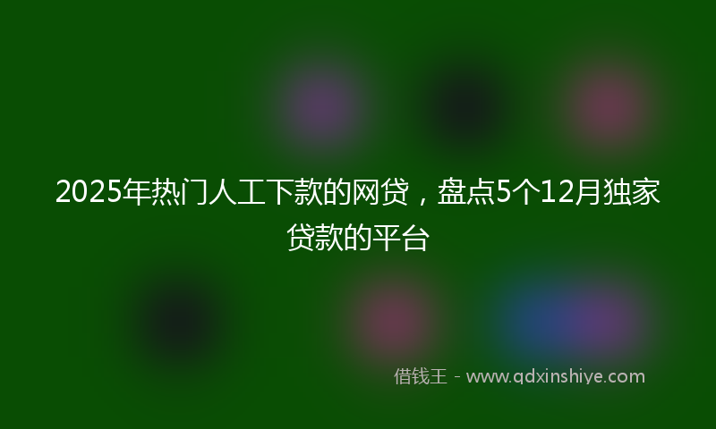 2025年热门人工下款的网贷，盘点5个12月独家贷款的平台