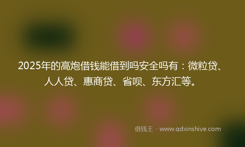 2025年的高炮借钱能借到吗安全吗有：微粒贷、人人贷、惠商贷、省呗、东方汇等。